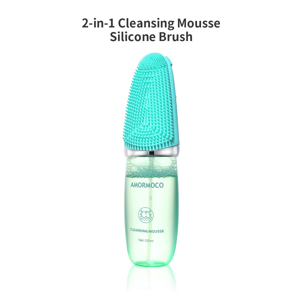 AMORMOCO 2-in-1 Silicone Brush & Cleanser | Gentle Exfoliation, Spa Glow