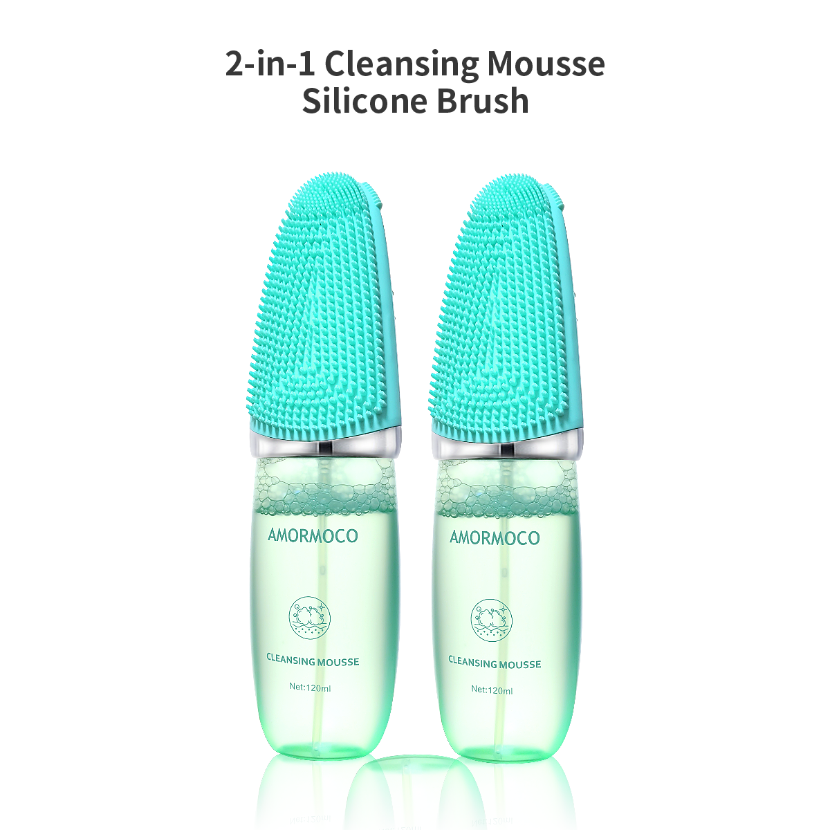 AMORMOCO 2-in-1 Silicone Brush & Cleanser | Gentle Exfoliation, Spa Glow