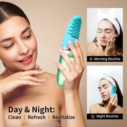 AMORMOCO 2-in-1 Silicone Brush & Cleanser | Gentle Exfoliation, Spa Glow