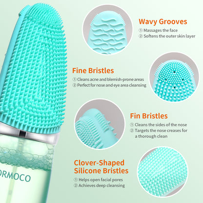 AMORMOCO 2-in-1 Silicone Brush & Cleanser | Gentle Exfoliation, Spa Glow